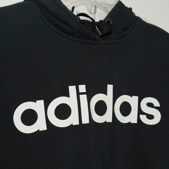 Adidas Black Three Stripe Hoodie Minimalist Street Wear Athletic Pullover Top - Picture 2 of 10